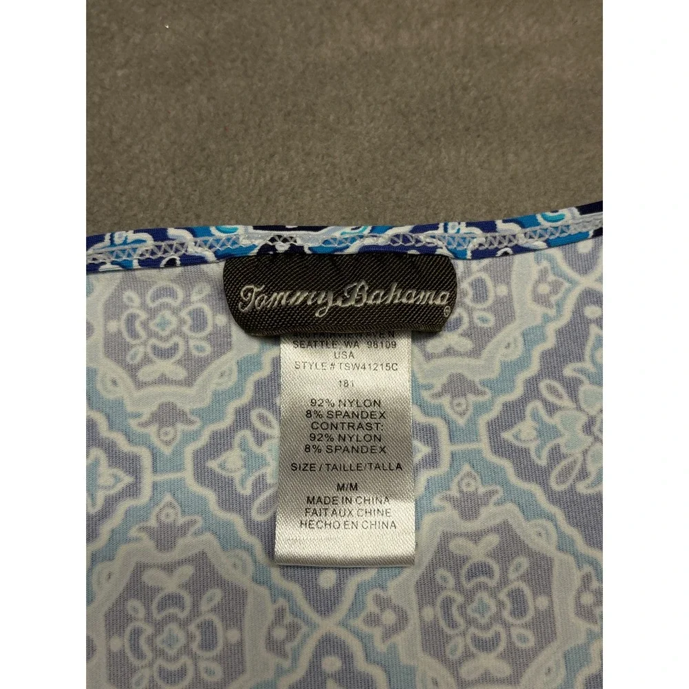 Tommy Bahama Blue Geometric Print Sleeveless V Neck Midi Dress Size M - Picture 2 of 6